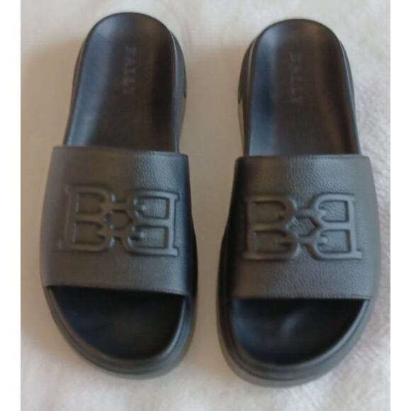 Bally Jarmo Leather Slides Pool Sandals Black Men’s US 12D/EU 11E/UK 45 - Picture 6 of 9